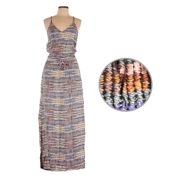 Maaji Boho Beachy Lightweight Racerback Maxi Dress Size L Vacation Multicolor - Picture 1 of 9